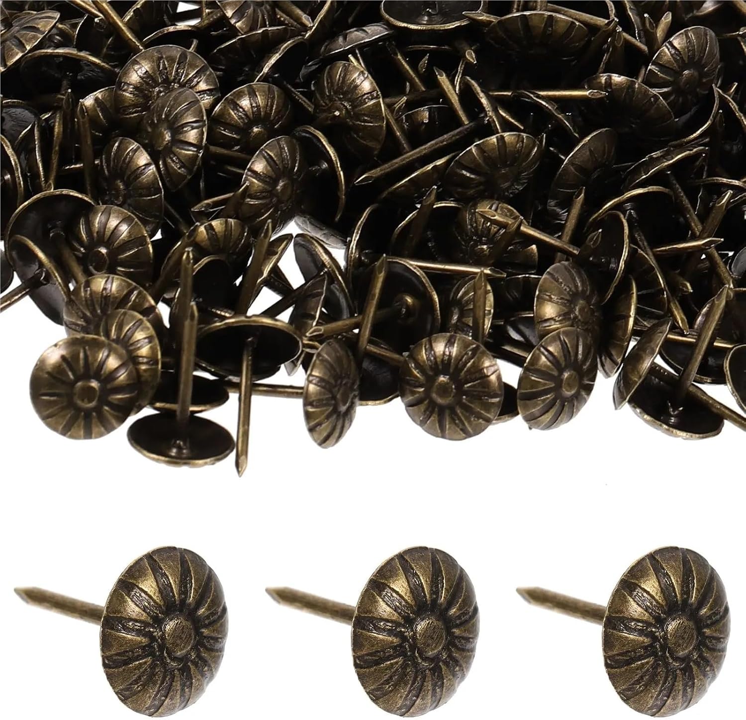 Upholstery Tacks 1000 Pcs Upholstery Nails Tacks Decorative Retro Vintage Iron Furniture Soft Bag Sofa DIY Crafts Push Pin Thumb Tacks For Fabric Securing
