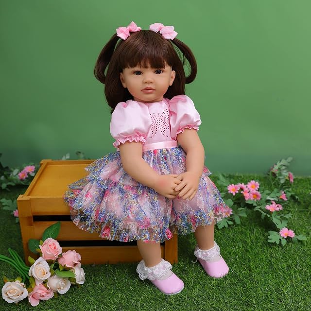 Foto 8 de 8 de SYP Muñeca Reborn 24 Pulgadas Hecho a Mano Niña Reborn Silicona Suave Vinilo Reborn Baby Dolls 60cm Reales…