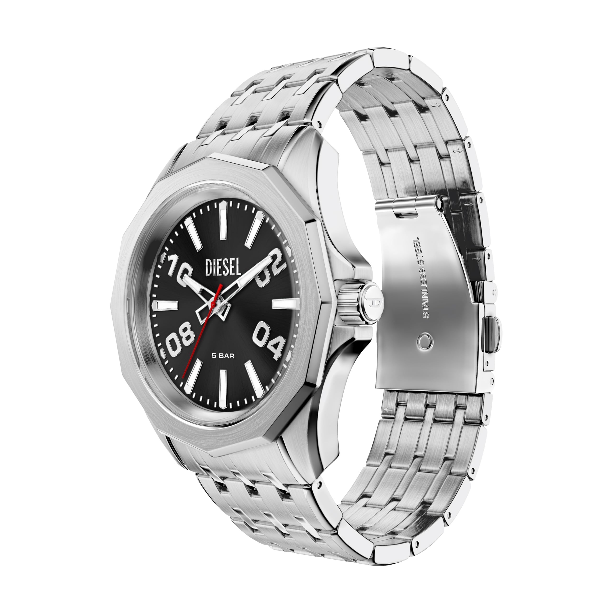 Diesel Stinger Reloj para Hombre de Acero Inoxidable Color Plateado de 44MM, DZ2245