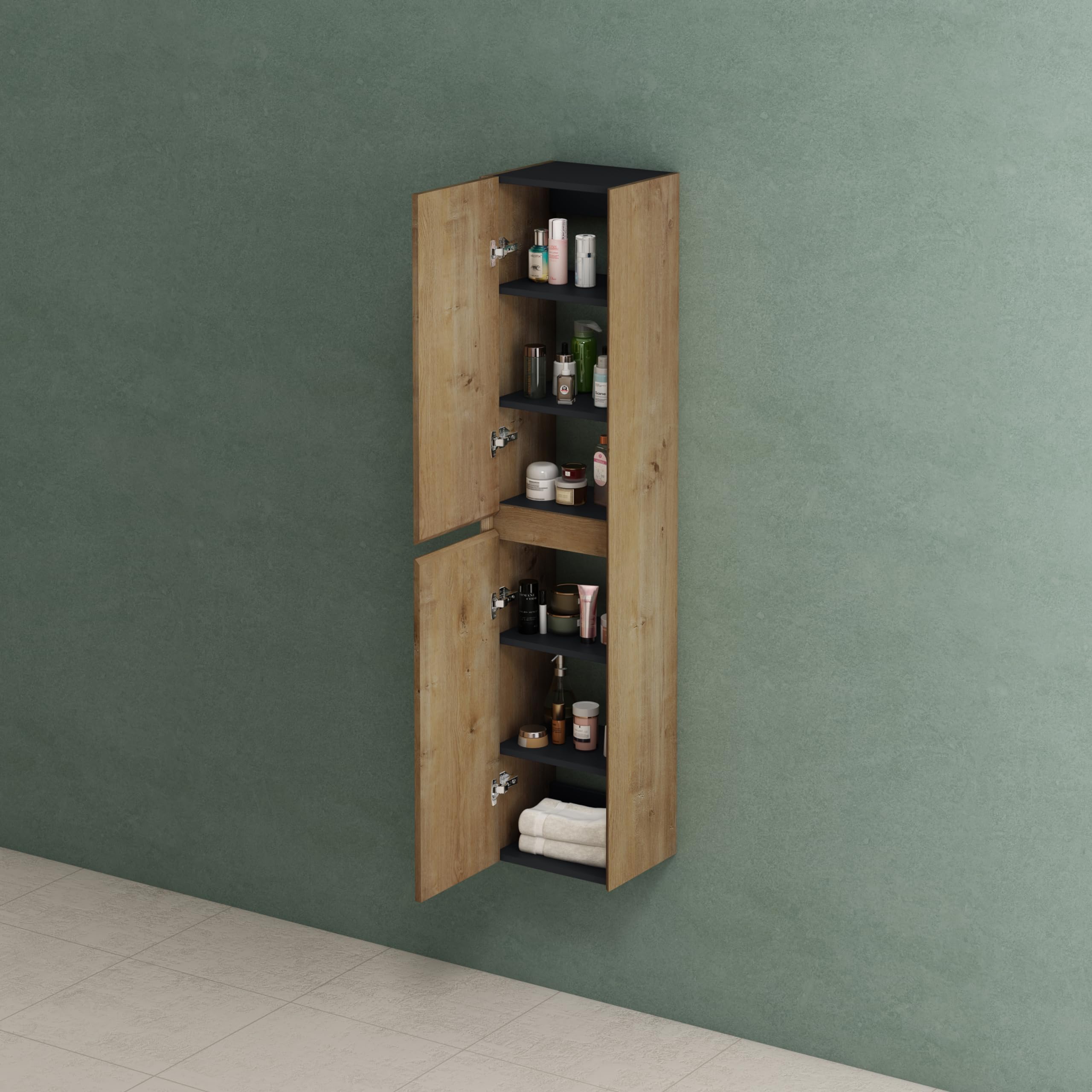 Mai & Mai Meuble Colonne de Salle de Bains Marron Clair Armoire Haute 160cm