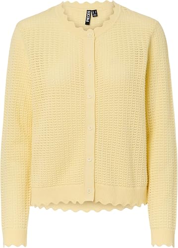 PIECES Pcscout LS O-Neck Knit Cardigan Msa BC, Vainilla Francesa, XS para Mujer