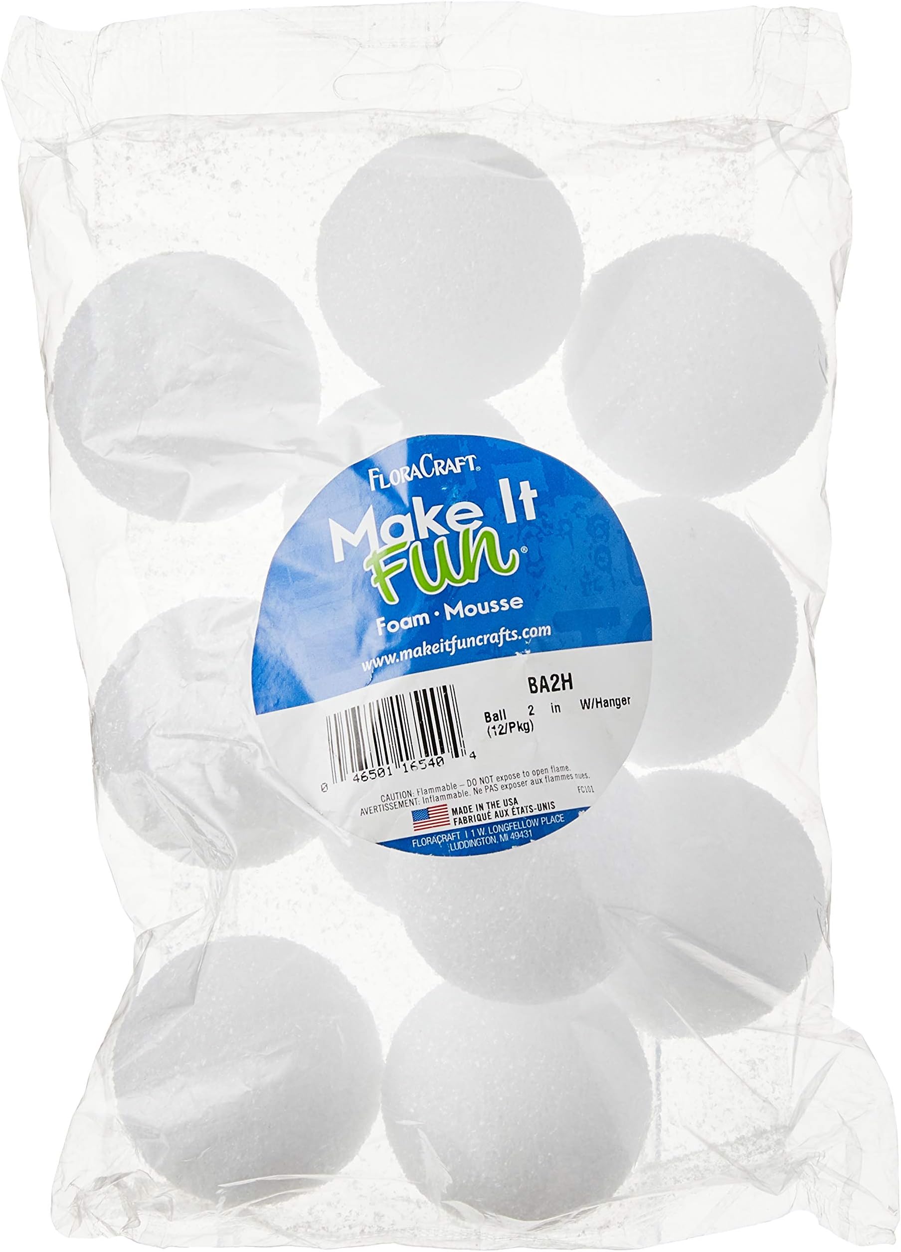 FloraCraftStyrofoam Balls-2-inch, White, 2"