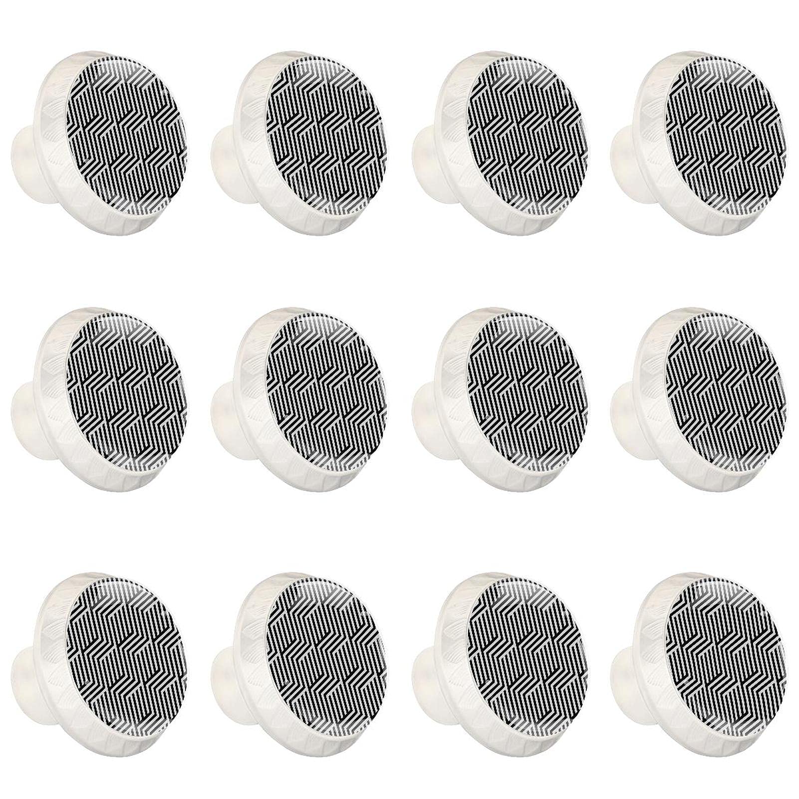 Boutons de tiroir et poignées d'armoire noirs et blancs pour meuble de cuisine géométrique