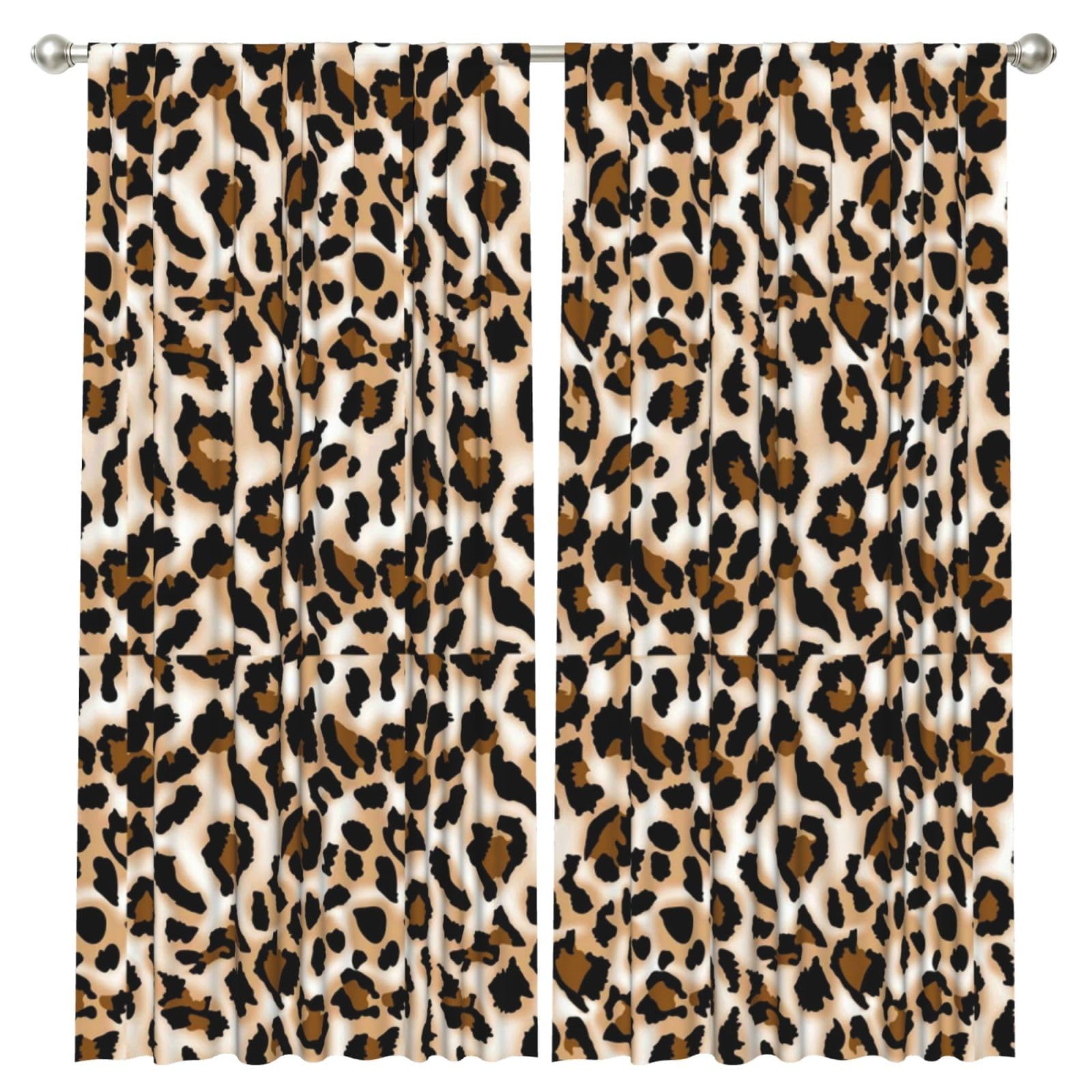 InOmak Leopard Cheetah Leopard Love, 2 Panels Window Curtains 52 x 84 Inch Blackout Curtains for Living Room Bedroom