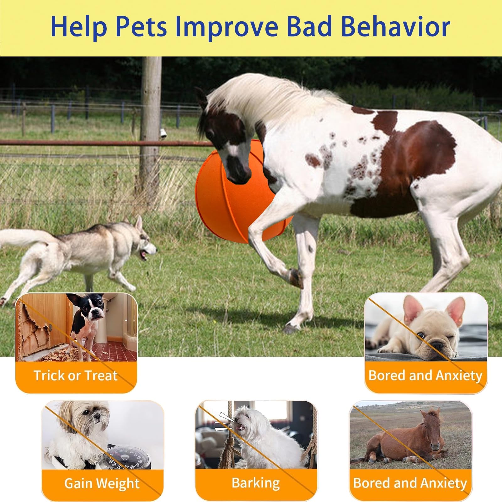 Herding Ball For Dogs & Horses - 25 Inch Inflatable Jolly Ball With Cover And Pump For Play & Training