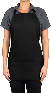 KNG Black 3 Pocket Adjustable Bib Apron for Men and Women