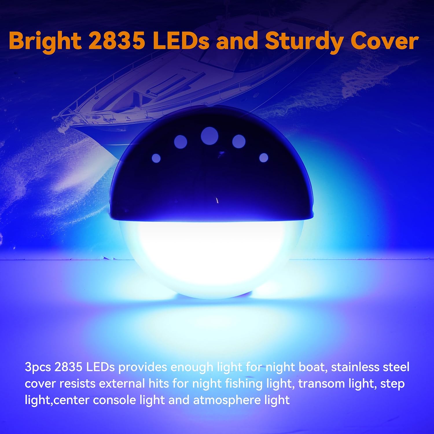 RVZONE Boat Courtesy Lights Waterproof Boat Interior Lighting Deck Lighting Night Fishing Lights Marine Center Console Cockpit Transom -Lights for Pontoon Runaboat Jon Wake Fishing Bass(Blue)