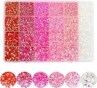 Vista 11 de 22800 diamantes de imitación de parte trasera plana de varios tamaños, diamantes de imitación de resina brillante YAEISM con parte trasera plana, 6