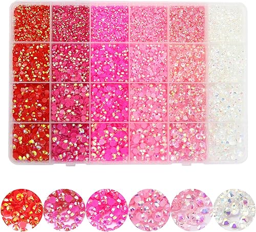 Diamantes de imitación de resina con parte trasera plana para manualidades, diamantes de imitación de gelatina con diamantes de imitación rosas AB