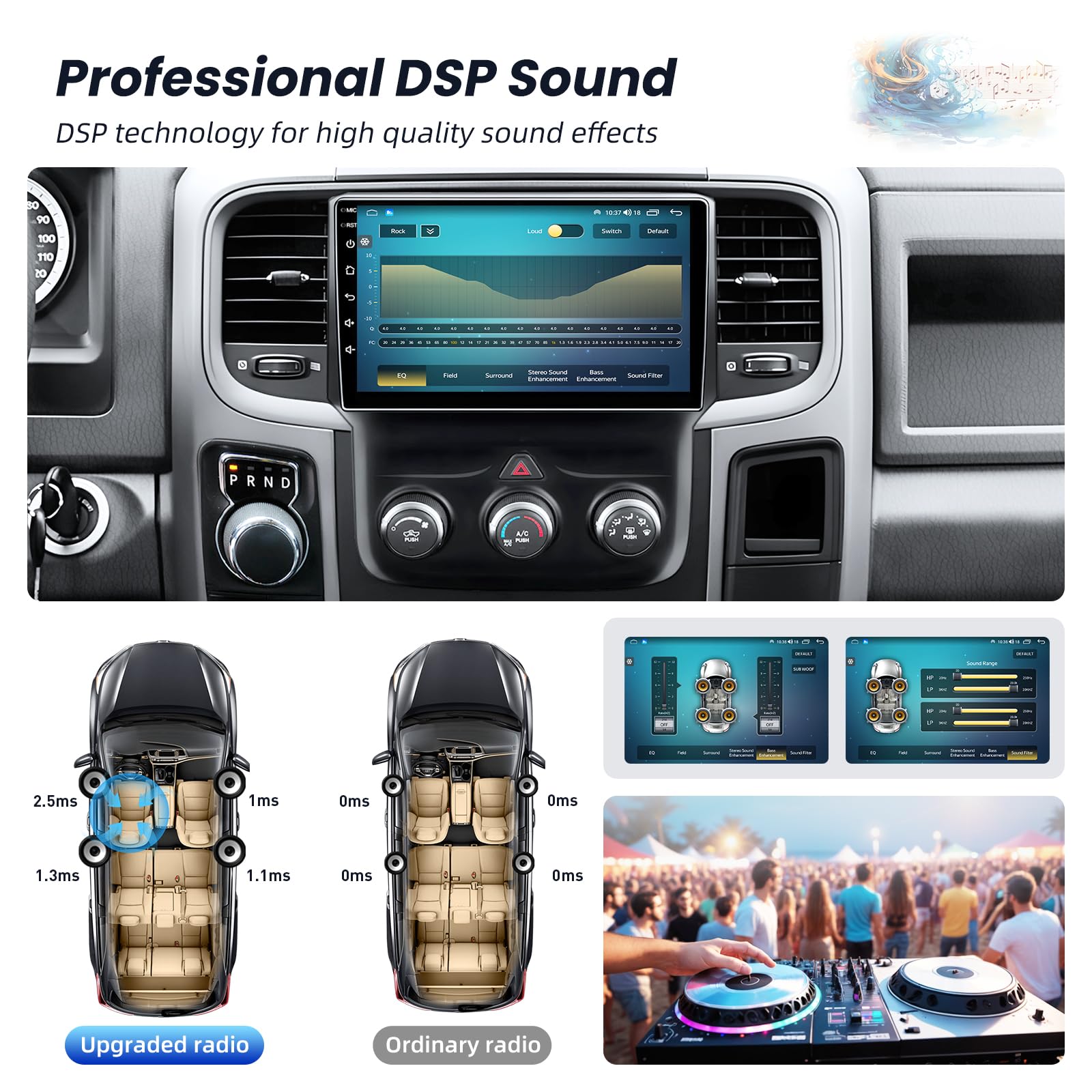 8 Core 4+32G Car Radio for Dodge RAM 1500 2500 2013-2018 (Manual AC):CarPlay Android 13 1080P Backup Camera Bluetooth 5.0 GPS FM/RDS Audio DSP SWC Mirror Link Split-Screen 1280 * 800 HD Touchscreen