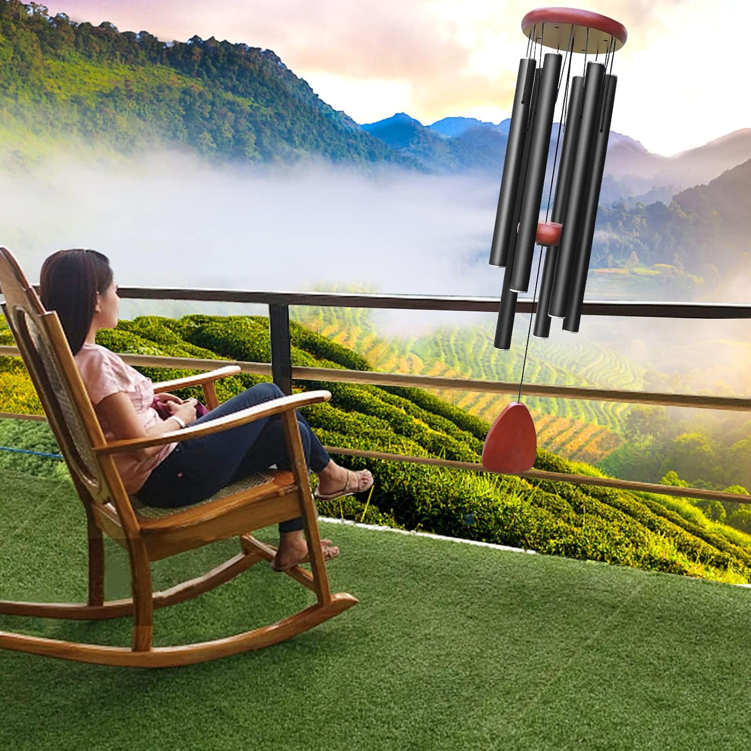 Large Aluminium Wind Chimes Outside, Soothing Melodic Memorial Sympathy Wind Chime, Suitable Outdoor Garden Decor, Gift for Mom Women Neighbors (Black Wind Chimes-36 in) - Image 7