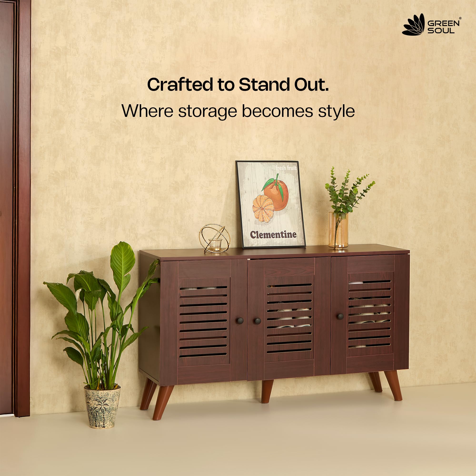 Green Soul Zuvio 3 Door | Engineered Wood Ventilated Shoe Rack | 6