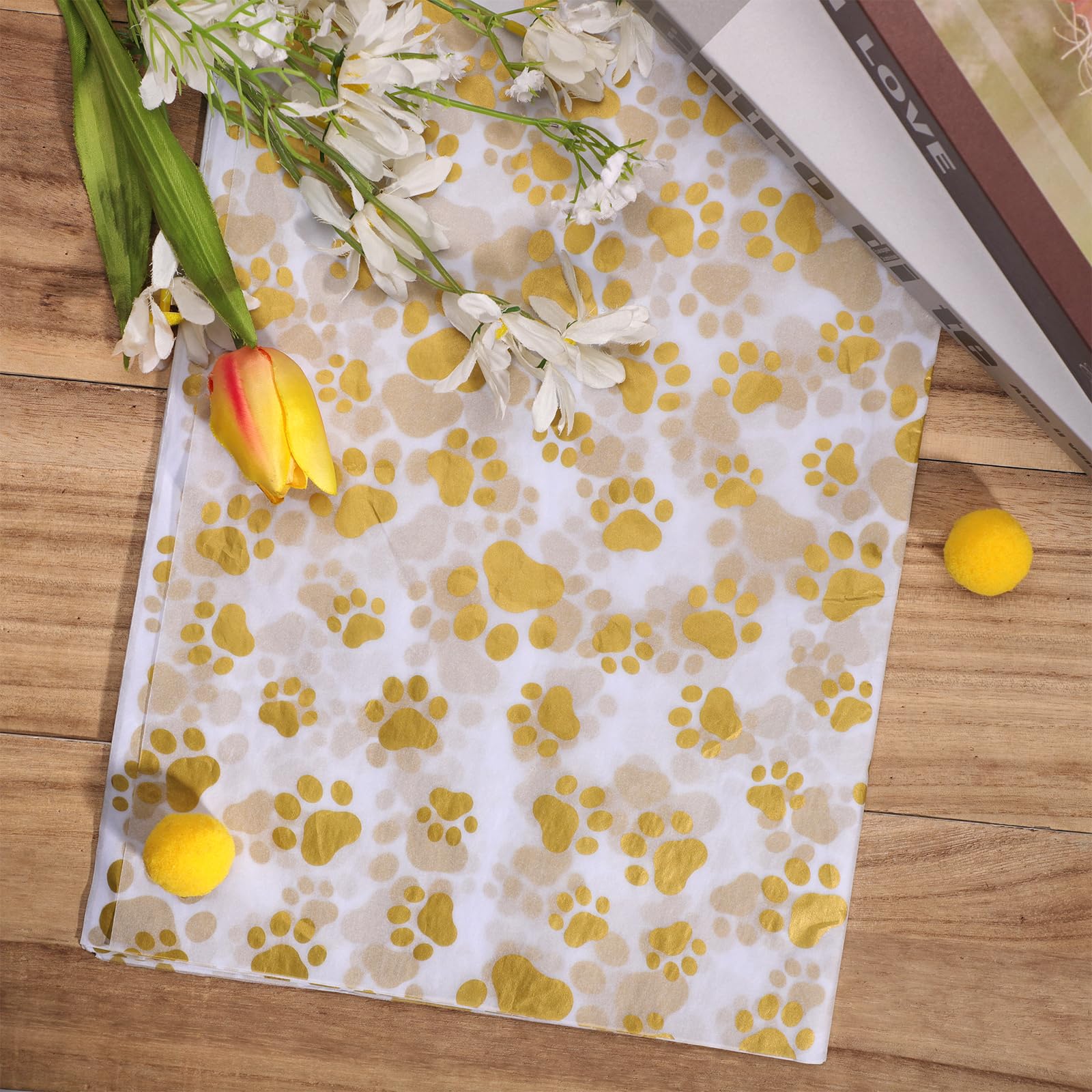 30 Feuilles Papier De Soie Motif Pattes De Chien - 50x35 Cm, Bleu Et Blanc, Pour Emballage Cadeau, Fête, DIY