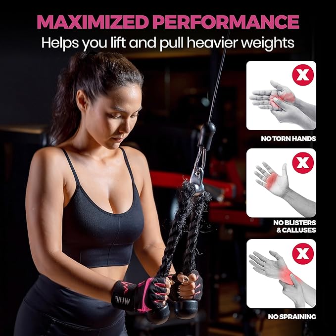 MhIL Workout Gloves Mens & Womens – Weight Lifting Gloves Male & Female, Gym Gloves for Men – Exercise Gloves, Training Gloves with Wrist Support for Work Out, Fitness, Pull up, Weightlifting, Rowing