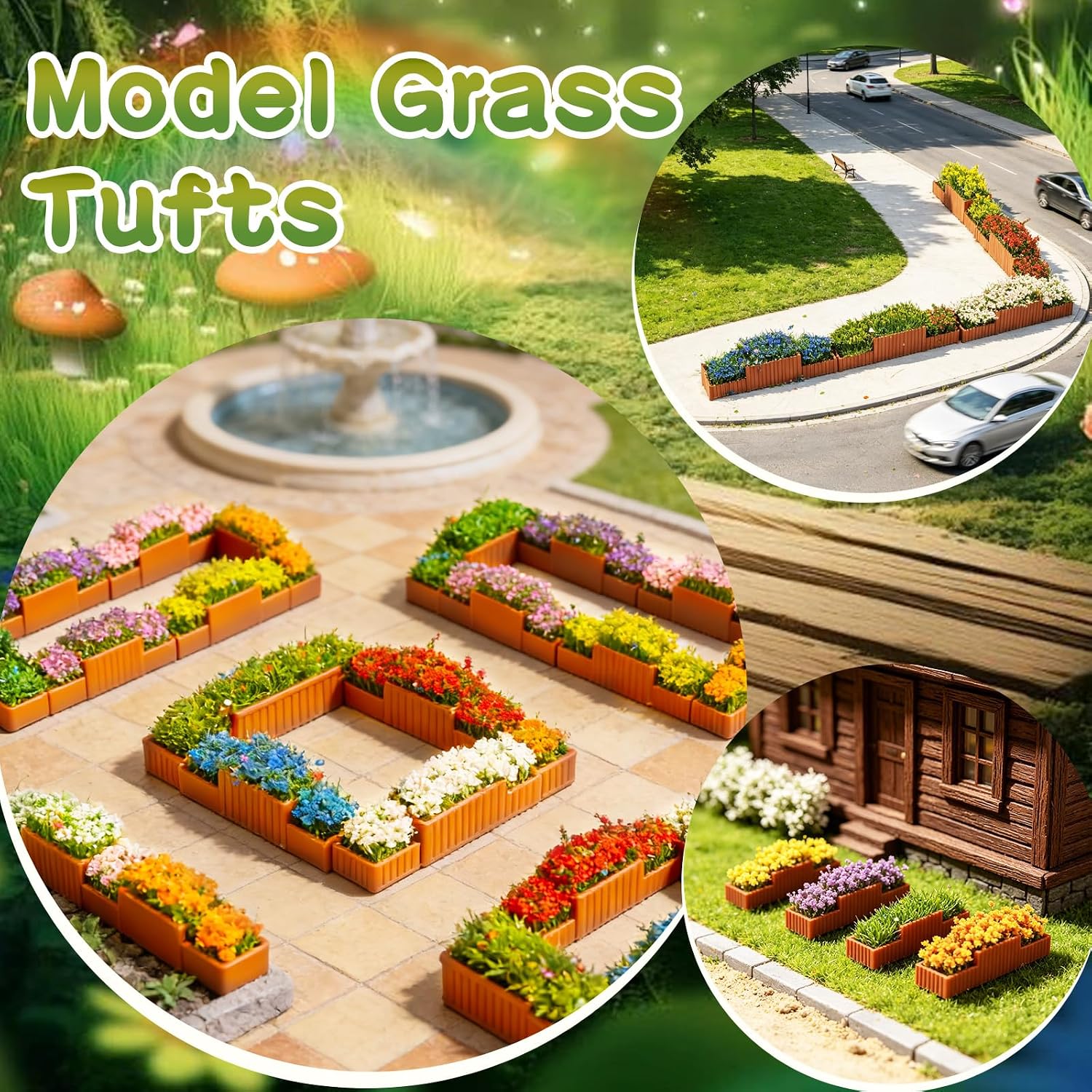 Warmtree 11 Pcs Miniature Flower Bed Model Diorama Scenery