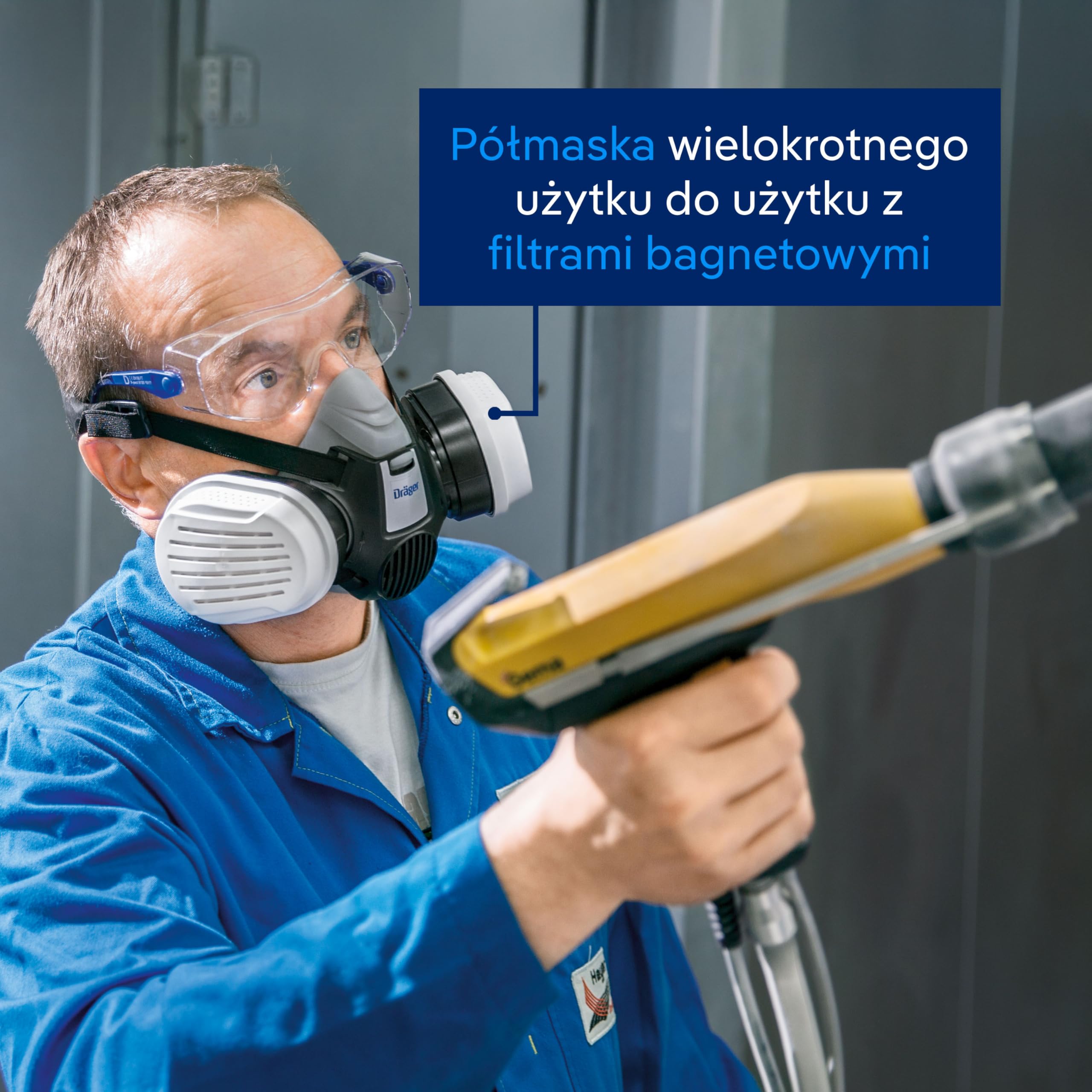 Dräger Zestaw startowy ochrony dróg oddechowych – półmaska X-plore 3300 z filtrem A2P3, maski FFP2, okulary ochronne i ochrona słuchu – kompletny zestaw do profesjonalnej ochrony dróg oddechowych | Półmaska X-plore 3300 z filtrem A2P3, maski FFP2, okulary