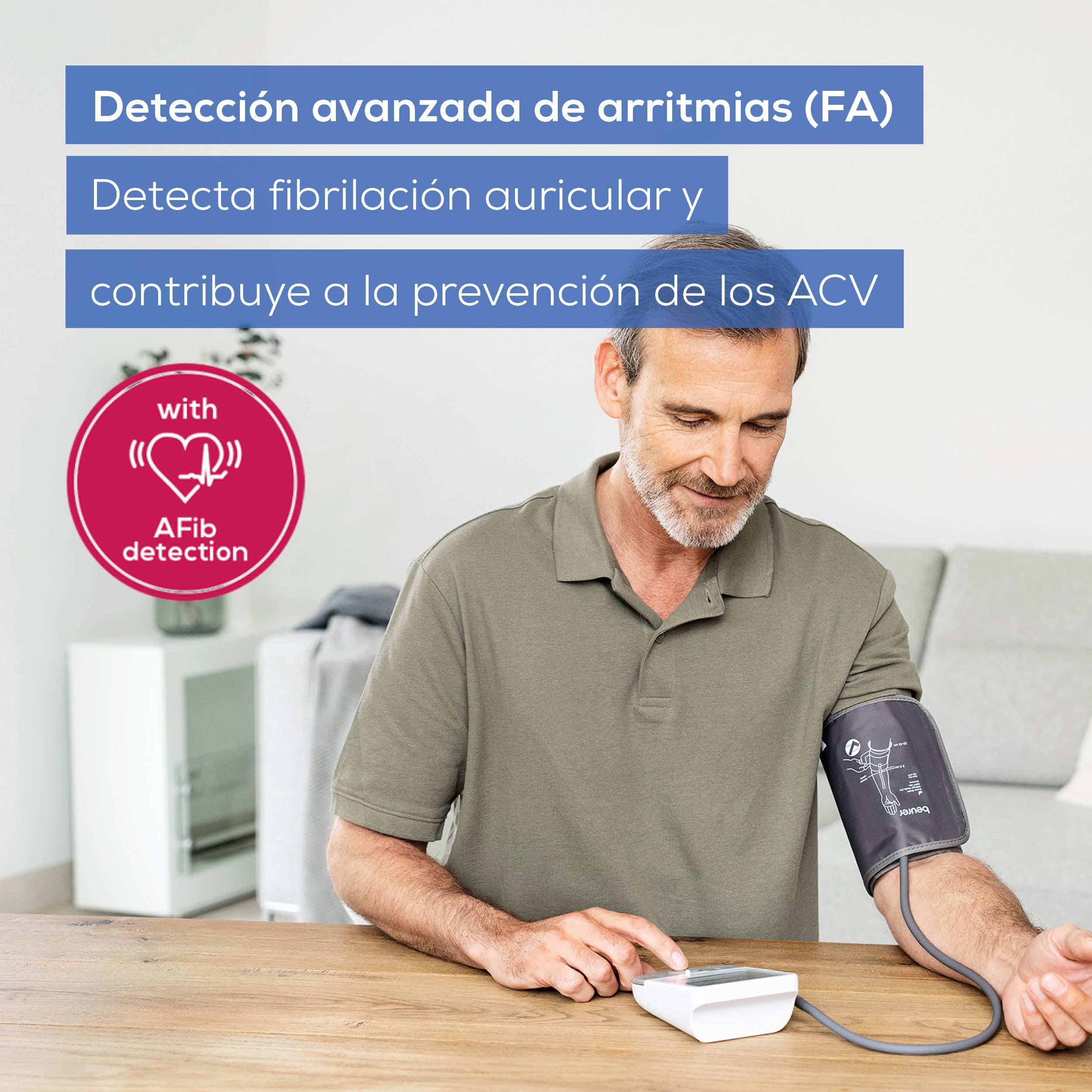 Beurer BM 53 Tensiómetro de brazo, fabricado en Europa, clínicamente validado, detección de AFib, indicador de riesgo, brazo 22-42 cm, transferencia de datos a Apple Health