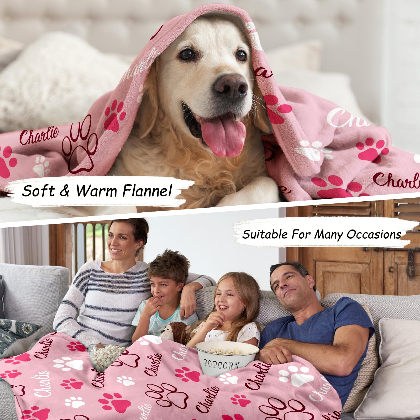 Manta personalizada para perro, mantas personalizadas para mascotas con imagen de nombre, manta para perros pequeños, medianos y grandes, cachorros, gatos, 30 pulgadas de ancho x 40