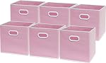 Simple Houseware 11-Inch Foldable Cube Storage Bins with Handles, Grey | 6-Pack Lightweight & Durable Structure Fabric Cubes Organizer for Closet or Shelves