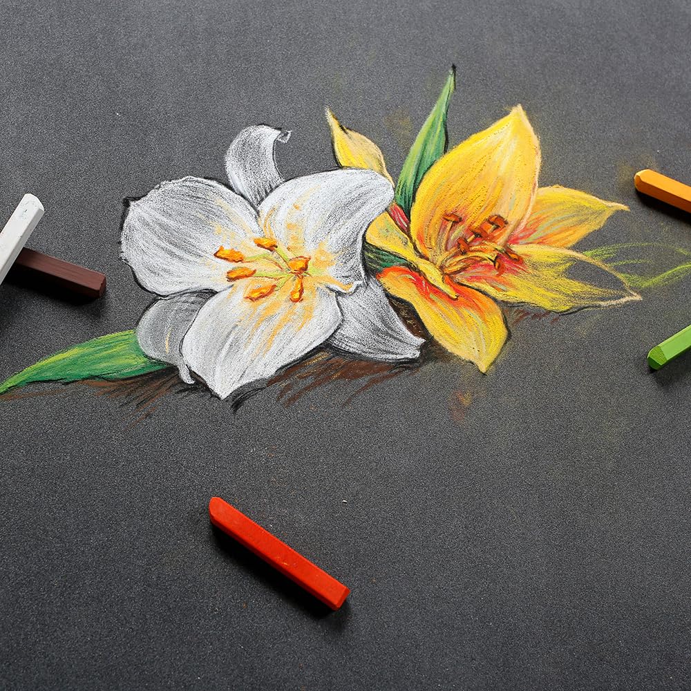 Clairefontaine 96050C Blocco collato Pastelmat n°6 - 12 Fogli di carta Speciale per Pastelli secchi - 30x40 cm 360g - Antracite - Divisori in carta Cristal