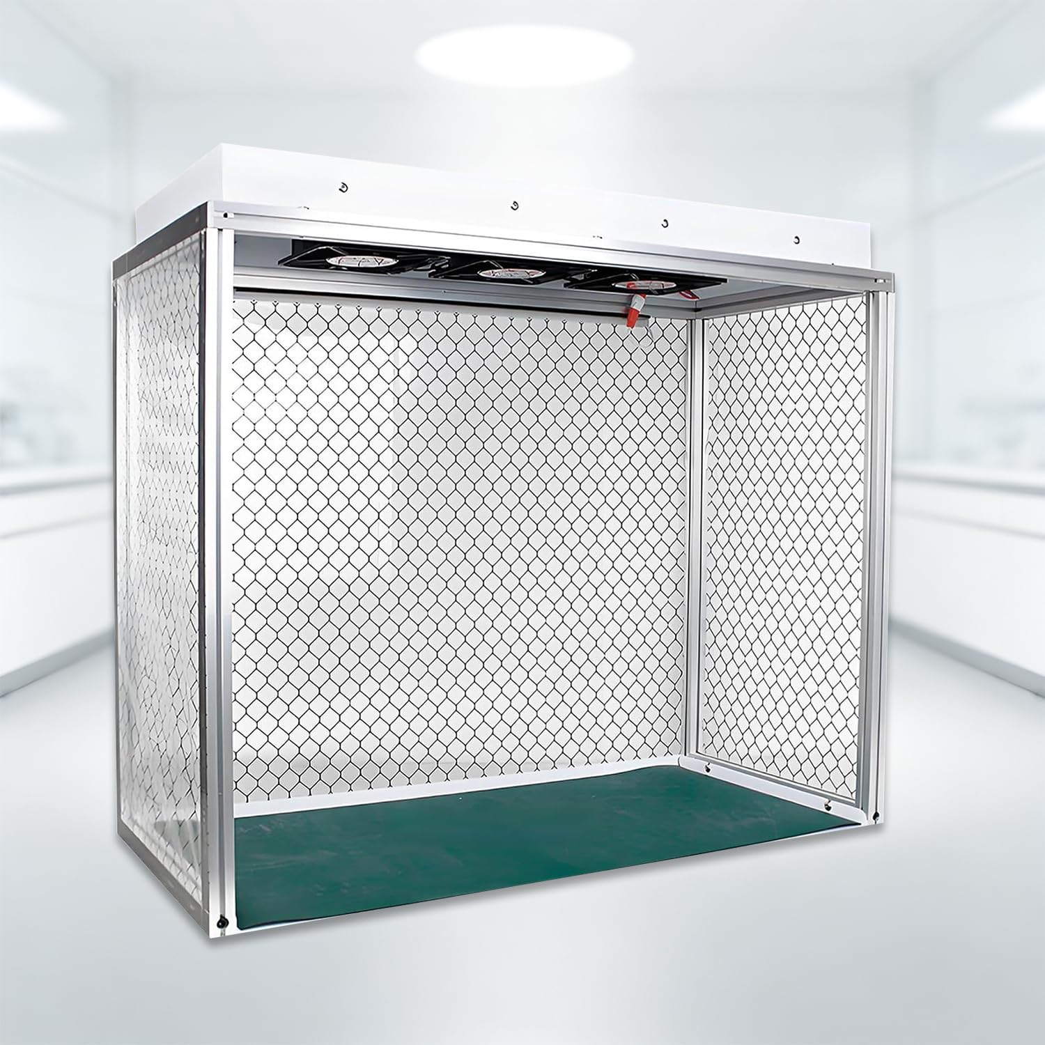 Mobile Reinluft-Werkbank mit HEPA-Filter, DREI Lüftern, LED-Beleuchtung und Antistatik-Matte – ideal für Labor, Elektronikreparatur und Arbeiten an Bauteilen 110V