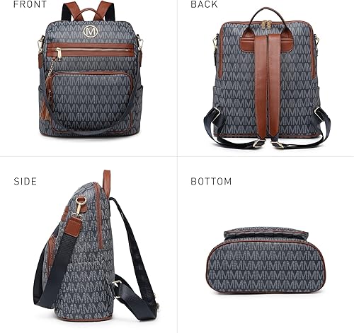 Miniatura 6 de MKP COLLECTION Mochila de moda para mujer, bolso convertible grande, versátil para viaje, bolso de mano, 2 unidades, Azul oscuro, Mochilas de mochila