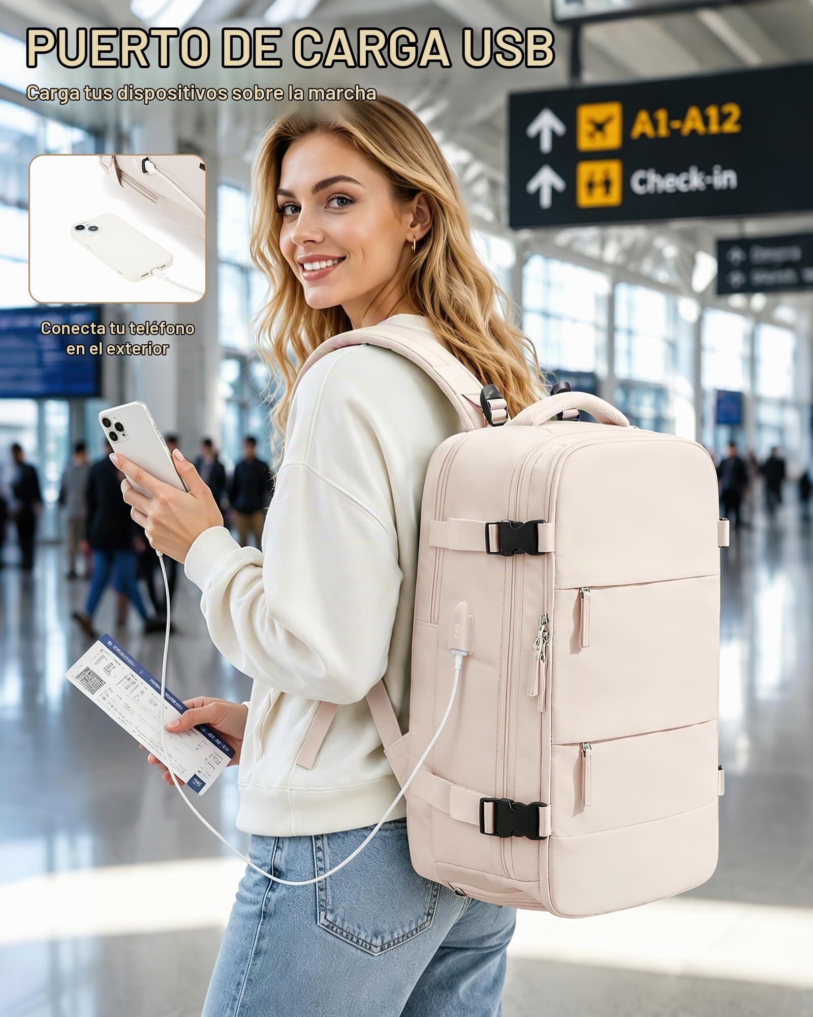 SZLX Mochila al Vacio con Bomba Equipaje de Mano 40x30x20 Ryanair Vueling Wizzair Mochila Viaje Cabina Avion 40x20x25 Mujer Bolsas de Viaje Hombre Maletas de Viaje con Compartimento para zapatos