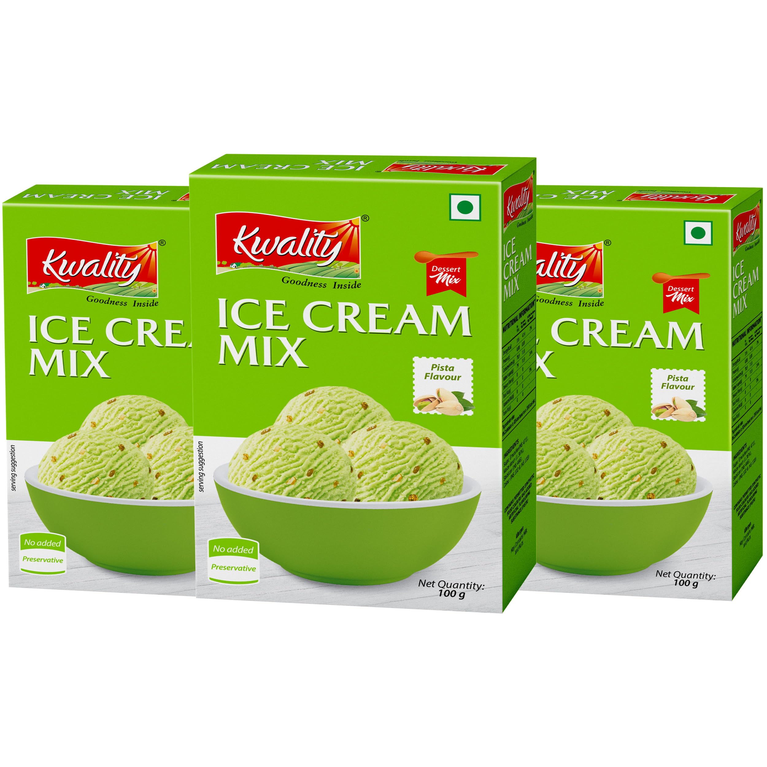 KWALITY Pista Ice Cream Mix 100g (Pack of 3) | Quick, Easy, and Delicious Summer Treat Ready Mix, No Preservatives, No Hassle (B0CZ49WLW5) Amazon Price History, Amazon Price Tracker