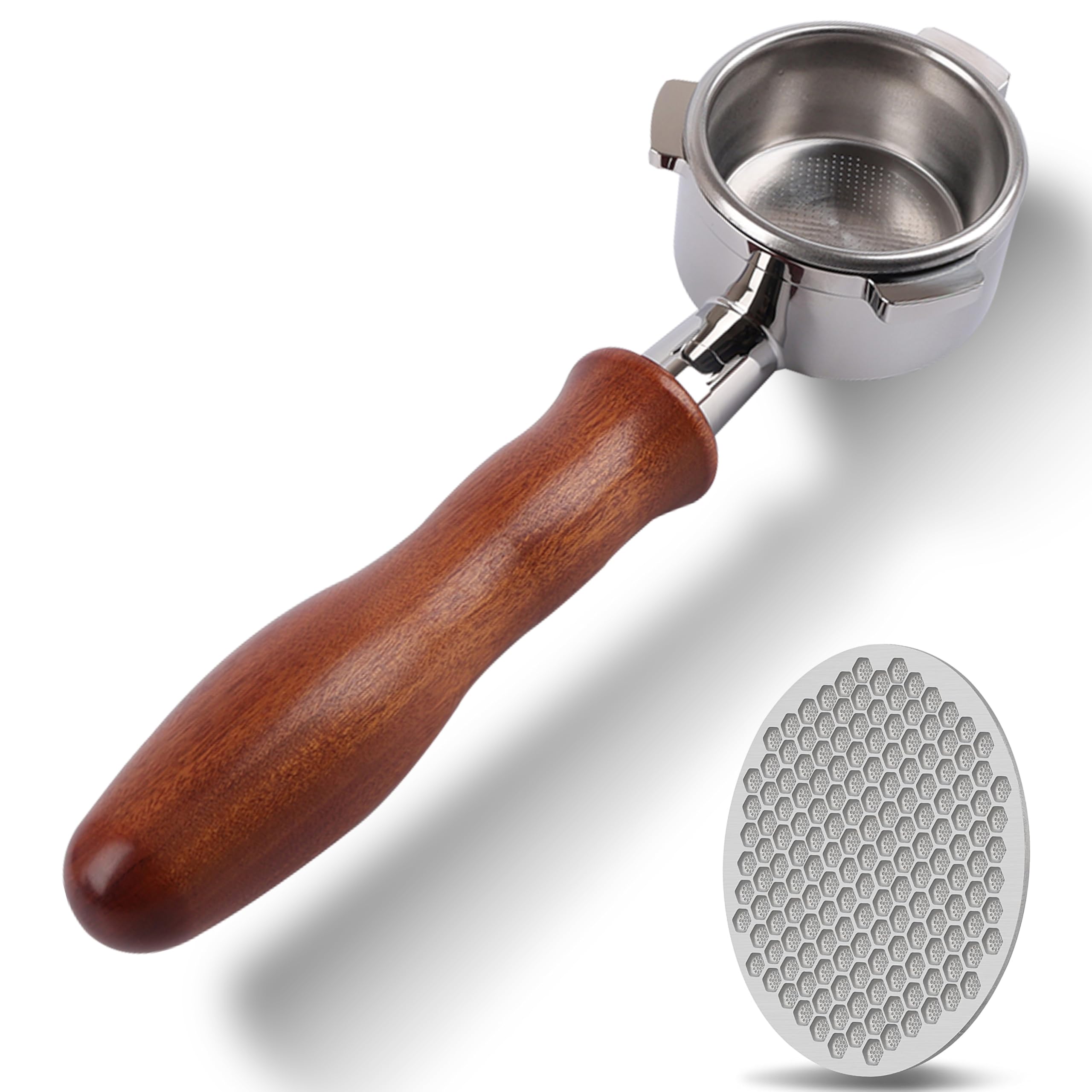 CAPFEI 54mm Bottomless Portafilter Compatible for Breville Barista Express, Pro, Touch, Bambino, Infuser, Duo Temp and Impress | Solid Wooden Handle
