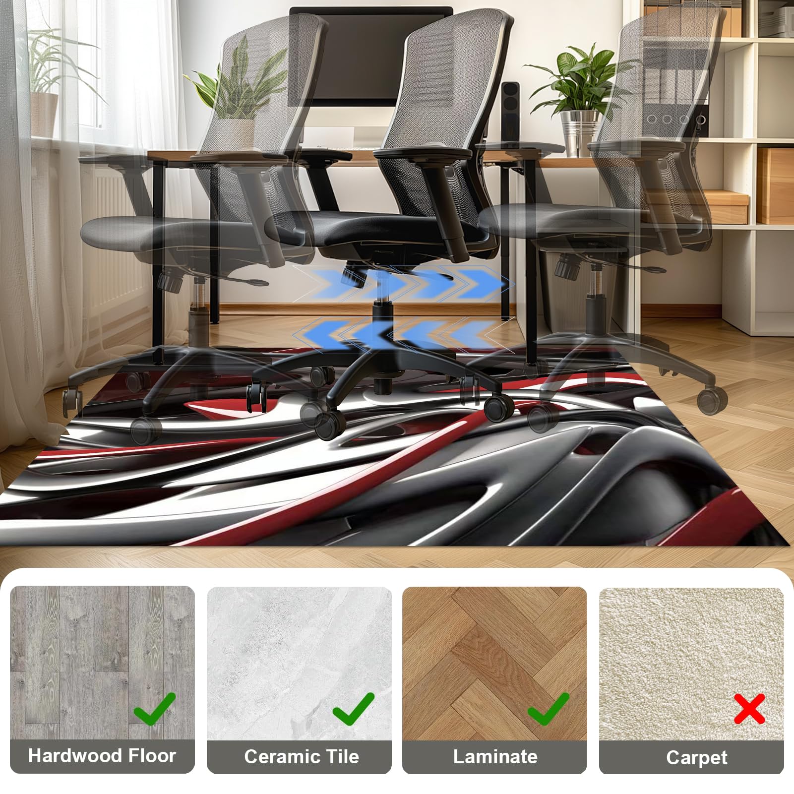 Dywanik gamingowy, antypoślizgowy, mata ochronna na podłogę, krzesło biurowe, 100 x 140 cm