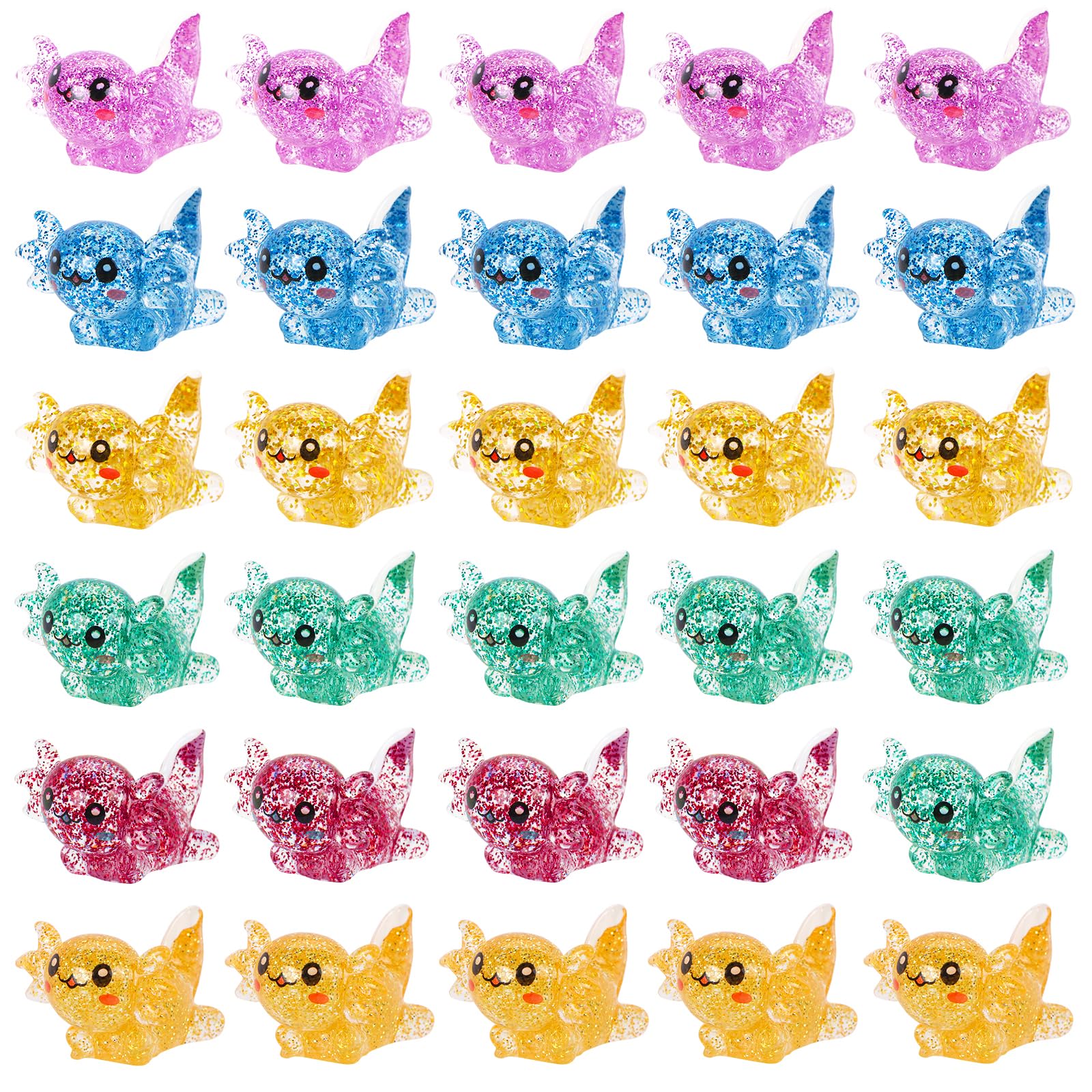 HOMICO 30PCS Glitter Mini Resin Axolotl Mini Resin Animals Tiny Animal Figures Miniature Axolotl Figures for Axolotl Party Favors DIY Garden Dollhouse Potted Plants Decoration - Image 2