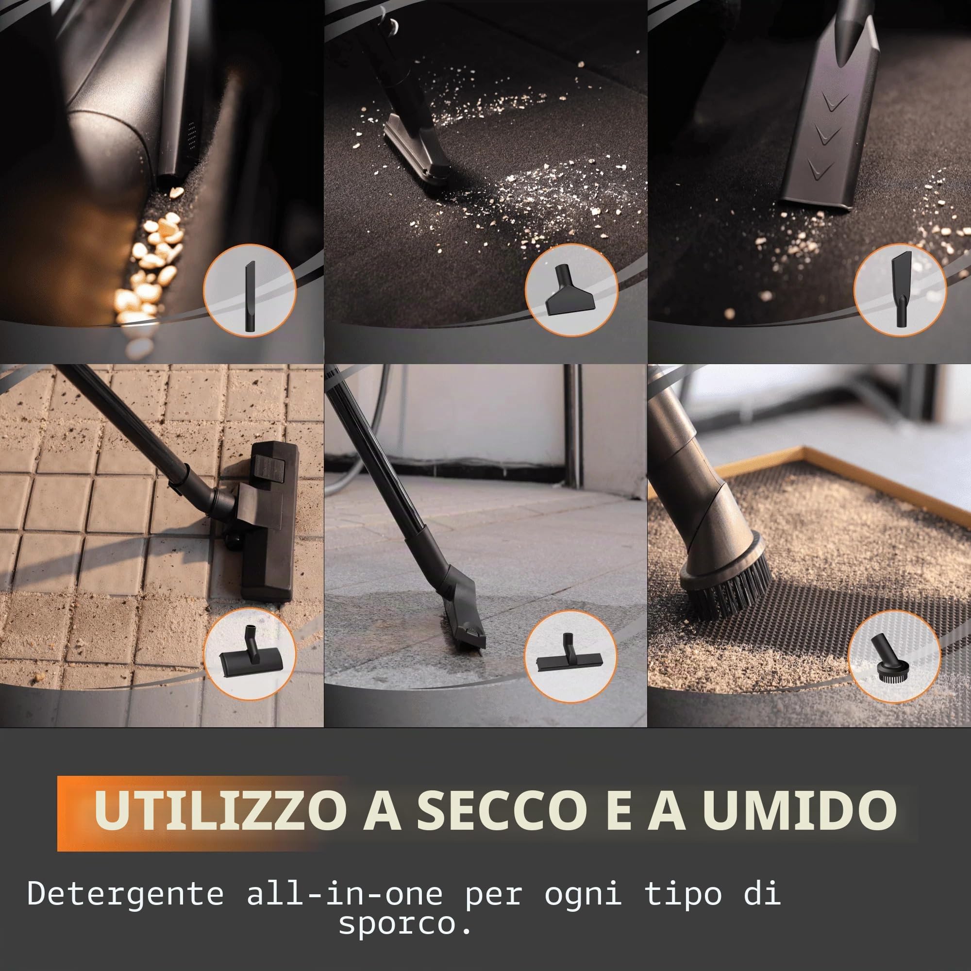 Giraffe Tools Grandstorm Aspirapolvere estensibile con tubo flessibile da 10 m, resistente alla flessione, a parete, con 6 ugelli, per la pulizia del garage, telecomando, nero