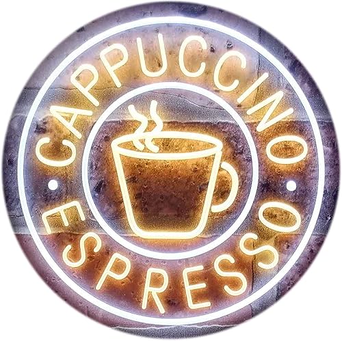 Miniatura 1 de ADVPRO Cappuccino - Letrero de neón LED de doble color, color blanco y amarillo, 16 x 12 pulgadas, st6s43-i0329-wy