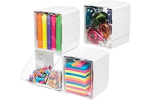 Deflecto 4-Piece Single Tilt Out Bins for Small Parts Storage