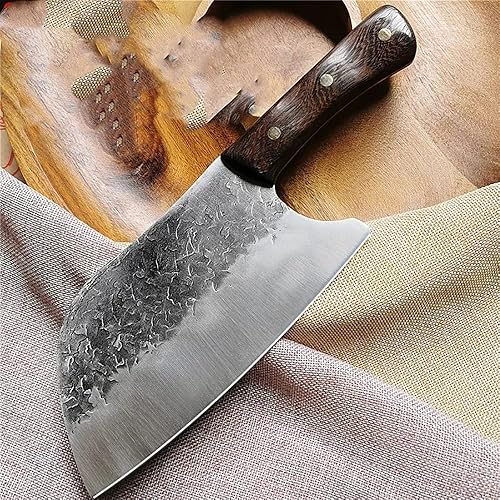 OOGHE Meat Cleaver, Chef Knife Handmade Forged High-carbon Clad Steel Kitchen Knives Cleaver Filleting Slicing