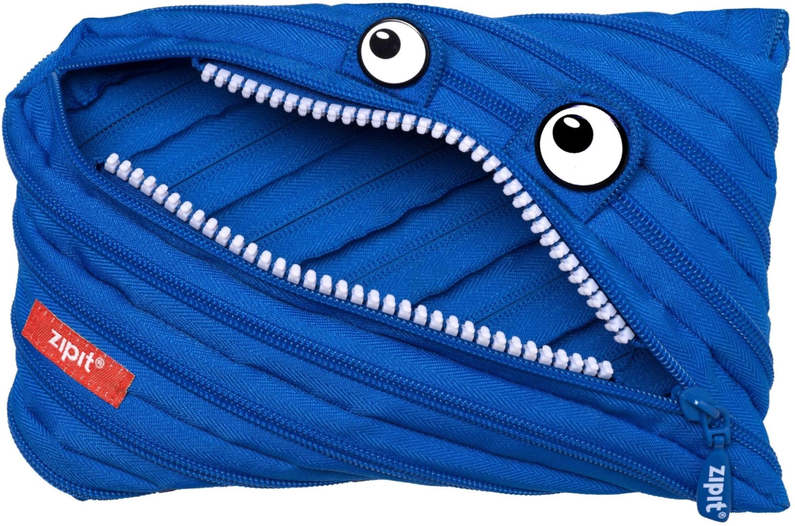 ZIPIT Monster Large Pencil Case for Kids, Cute Zipper Pouch for Boys Girls and Teens, Stationery Bag for School ,Blue