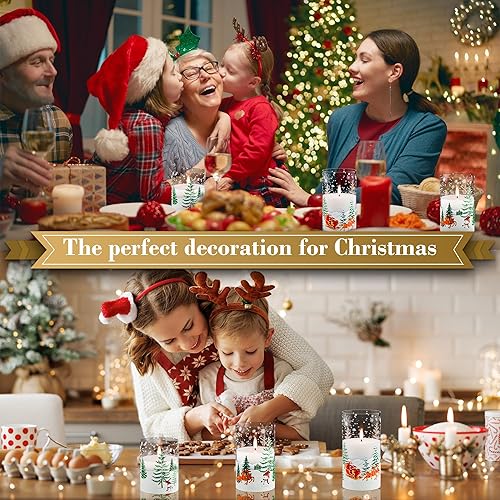 Miniatura 7 de Velas de Navidad sin llama con control remoto, velas de cristal de Papá Noel a pilas, velas LED parpadeantes de cera real para Navidad, vacaciones,