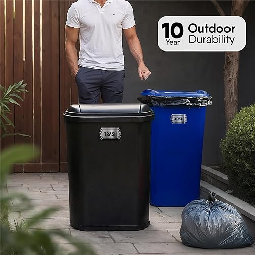 Miniatura 5 de Símbolo de logotipo de reciclaje y basura, aspecto dorado elegante para botes de basura, recipientes y muros, adhesivo de vinilo laminado., Plateado