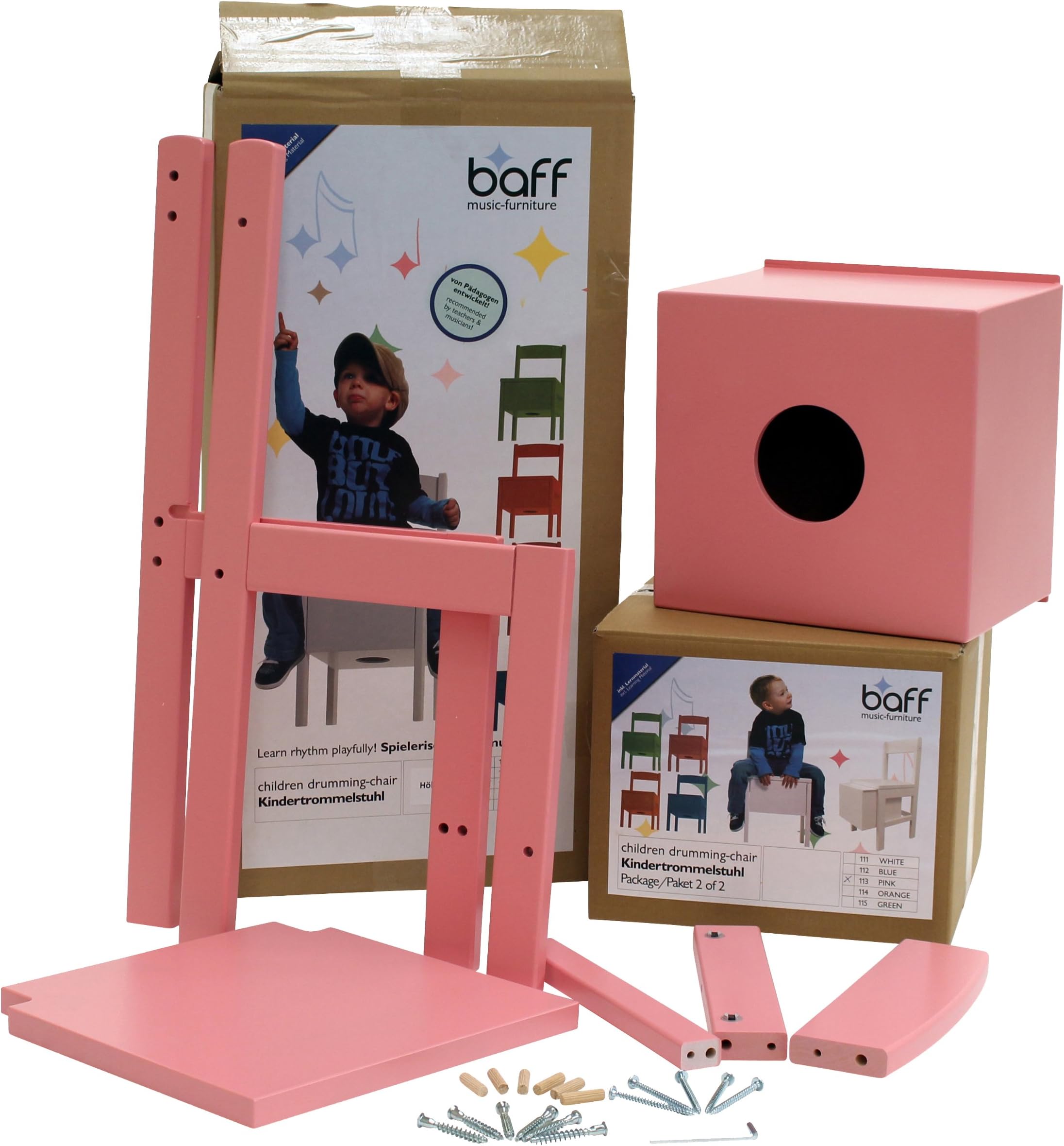Baff Childrens Cajon Drum Chair 30Cm (Pink)