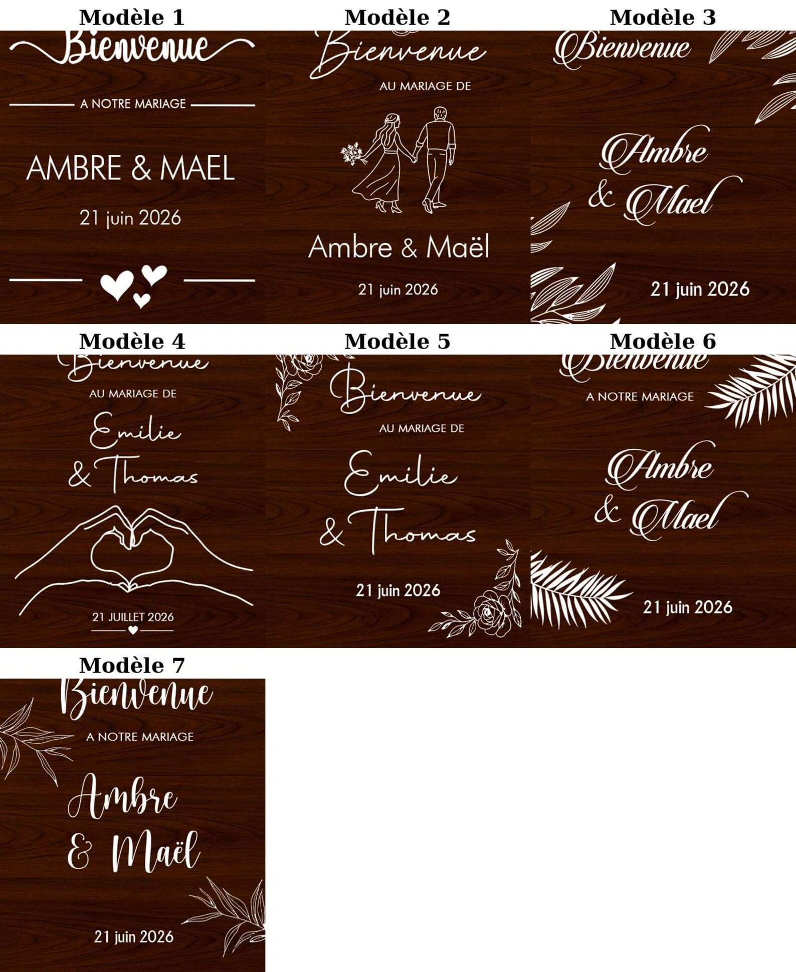 Panneau de Bienvenue Mariage en Bois Cerisier Personnalisé
