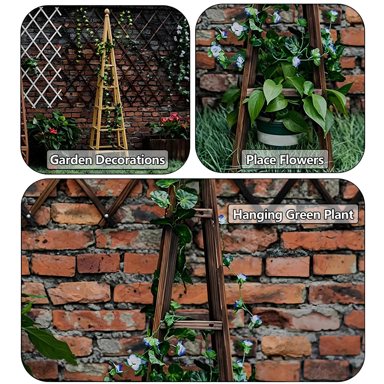 Grande Obelisco Enrejado de Jardín de Madera - 150cm / 190cm Soporte para Plantas Trepadoras y Rosas - Resistente y Fuerte Decoración de Jardín Ornamenta(Blue,150x33x33cm)