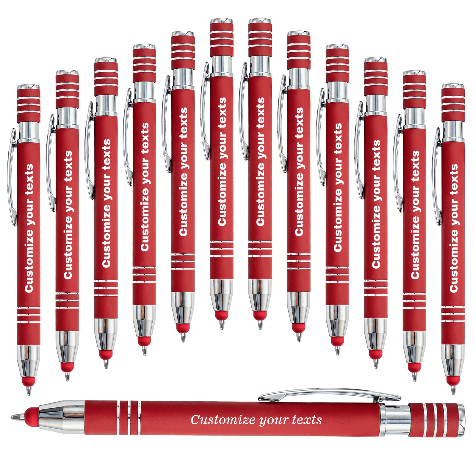 LINMQIU Personalized Writing Pen 2 in 1 Tablet Suitable for various devices with touch screen Touch Ballpoint Pen Black Ink Personalized Custom Advertising Ballpoint Pen with Name Message - 48PC — image 1