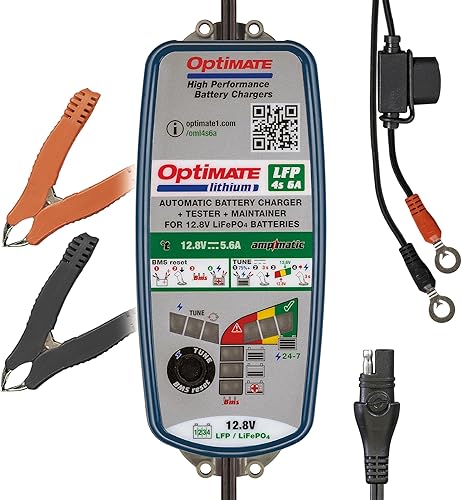 Tecmate OptiMate Lithium 4s 6A, TM391, 10 pasos 12.8V 6A Lithium Expert cargador y mantenedor de ahorro de batería, azul/verde