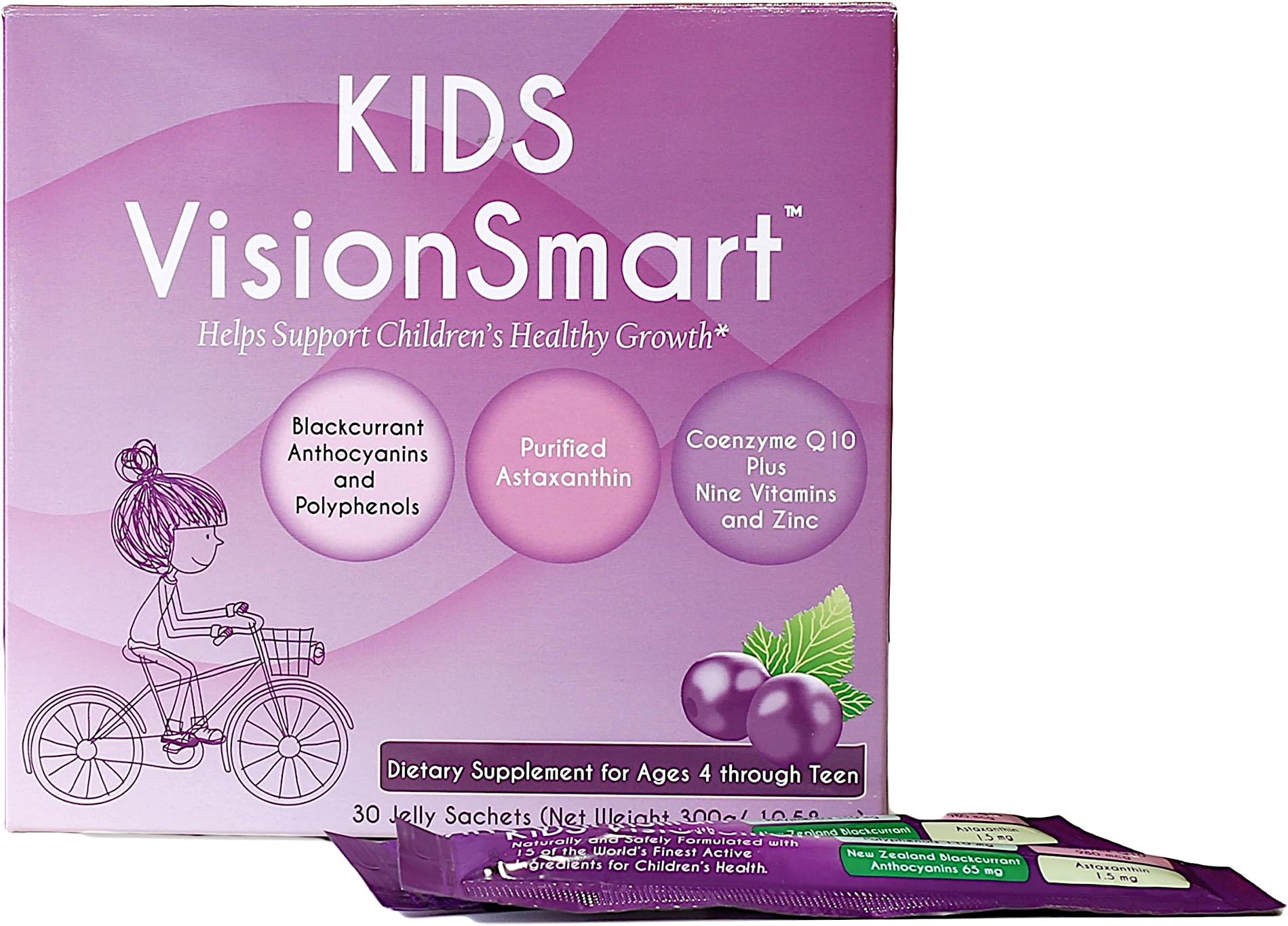 Vision Smart Center - Kids Multivitamin, Jelly Based Super Supplement made of Premium Ingredients from new Zealand Anthocyanin, Astaxanchin, CoQ10 | 30 Jelly Sachets