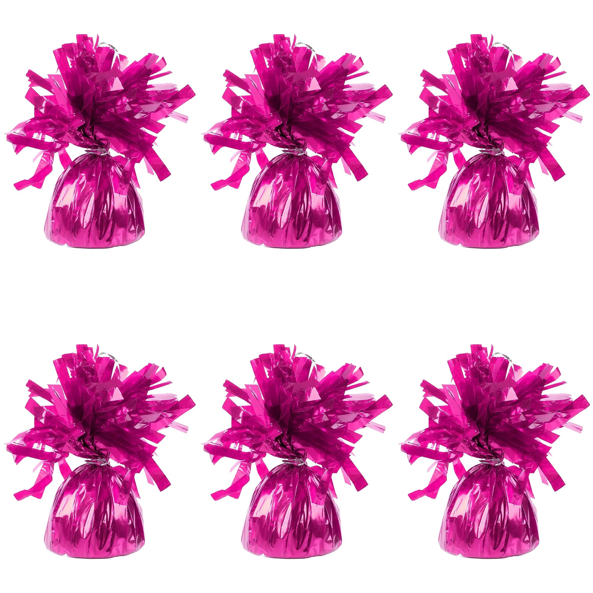 Foil Balloon Weights for Helium Balloons in Hot Pink Foil - 6x 160g Heavy Balloon Weights Birthday Party Wedding Celebration Décor with Tassles
