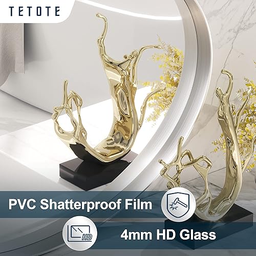 Miniatura 42 de TETOTE Espejo de 60 x 36 pulgadas para baño, espejo de tocador dorado de latón cepillado, espejo de pared grande rectangular con marco de metal Oro