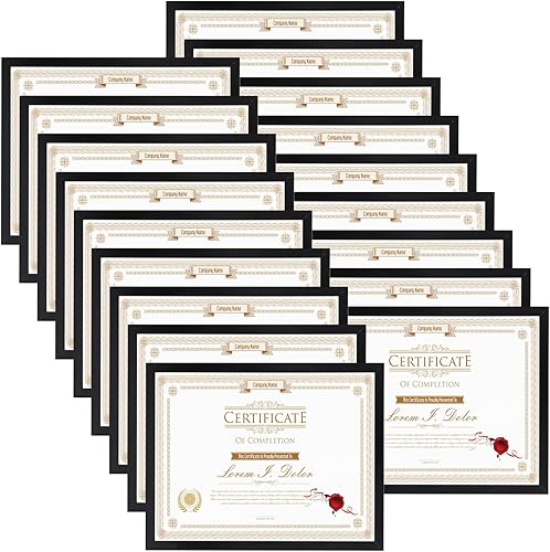 WIFTREY Juego de 18 portarretratos negros de 8.5 x 11 pulgadas, marcos de fotos de 8.5 x 11 pulgadas a granel para certificado de documento, diploma