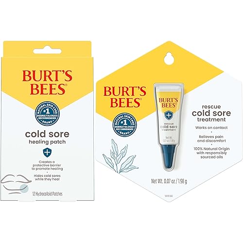 Burt's Bees Paquete de tratamiento para el herpes labial con parches curativos Burt's Bees y tratamiento para el herpes labial Burt's Bees con