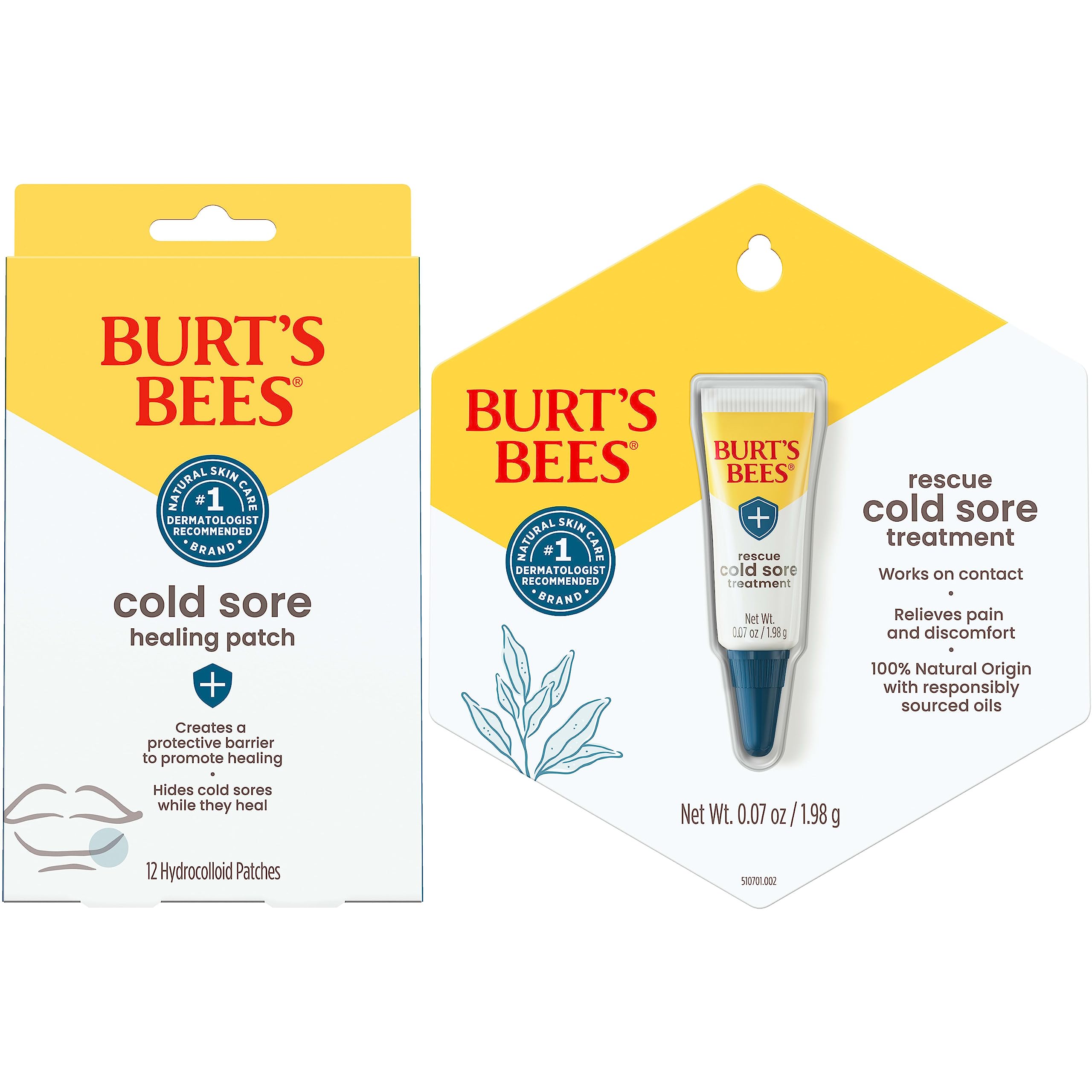 Burt's Bees Cold Sore Treatment Bundle with Burt’s Bees Healing Patches and Burt’s Bees Cold Sore Treatment with Rhubarb and Sage, Protects, Heals and Relieves Symptoms
