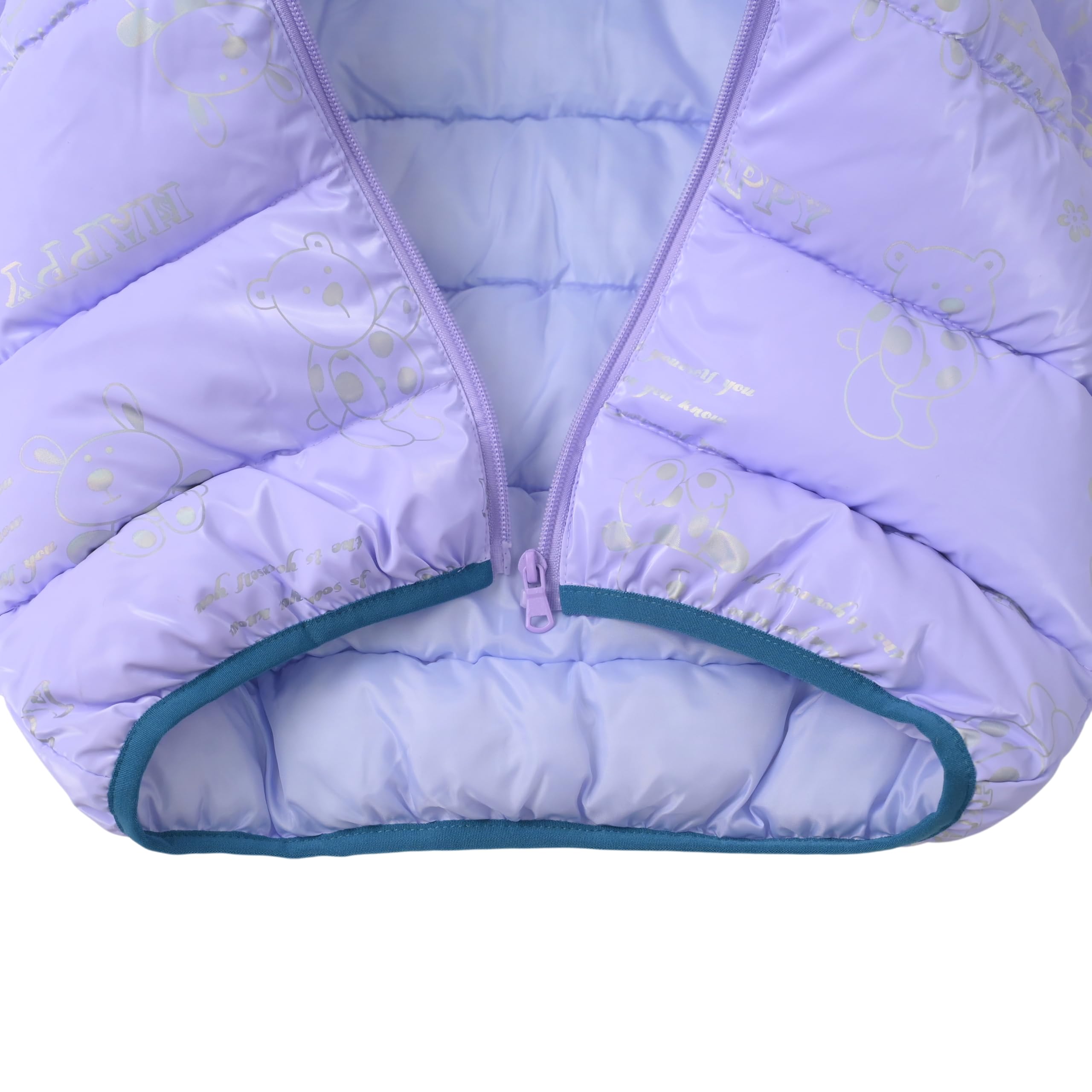 Bold N Elegant Girls Full Sleeve Winter Shiny Jacket with Silver Bear Print | Party Winter Coat Hoodie Jacket for Infant Toddler Baby Girls (IN, Age, 6 Months, 12 Months, Purple) 4